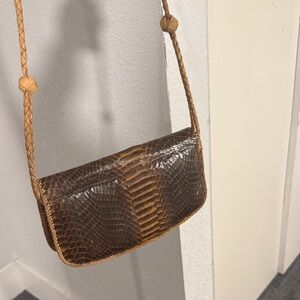 Woven Tan and Brown Shoulder Bag